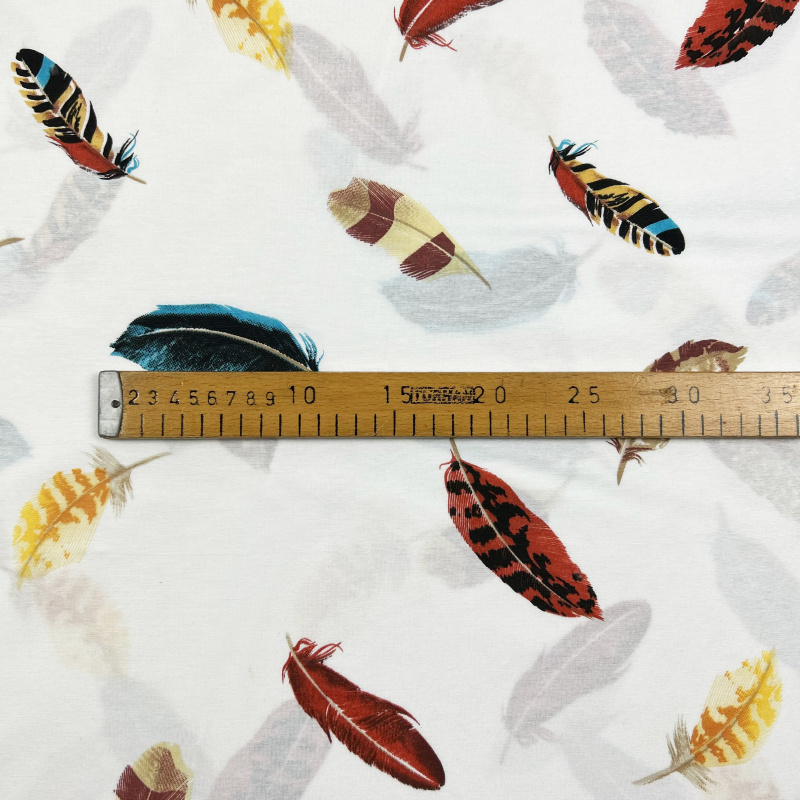 Ervi Bavlněná látka/plátno š.240cm - barevné peří č.126311-1, metráž