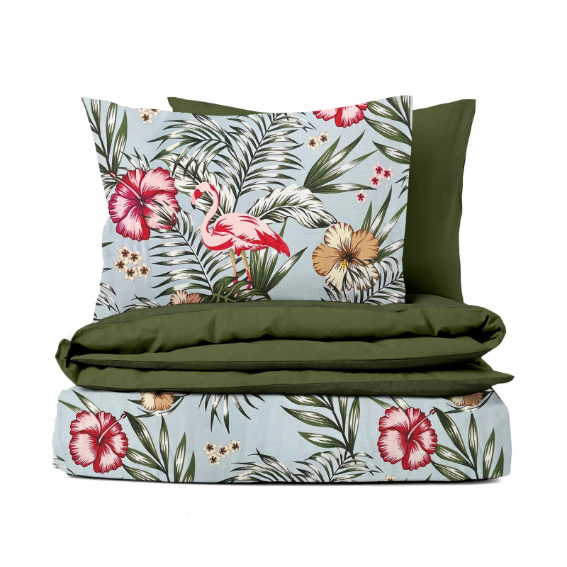 Ervi bavlněné povlečení oboustranné - dovolená na Havaji/olivové