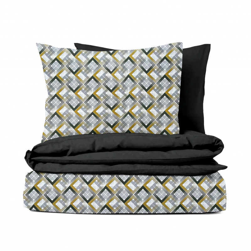 Ervi bavlněné povlečení oboustranné - Barevné kosočtverce/černé