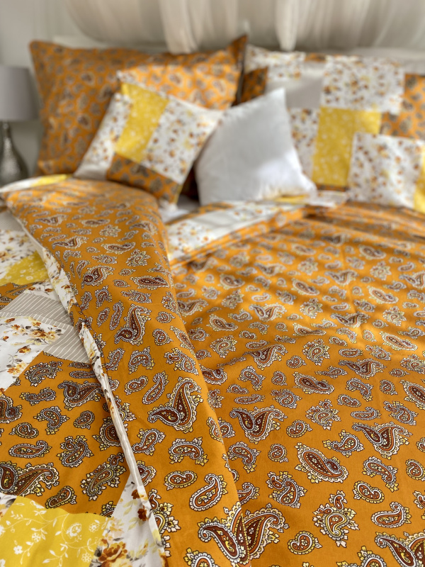 Ervi Bavlněná látka/plátno š.240cm - turecké okurky na oranžovém č.25129-1, metráž