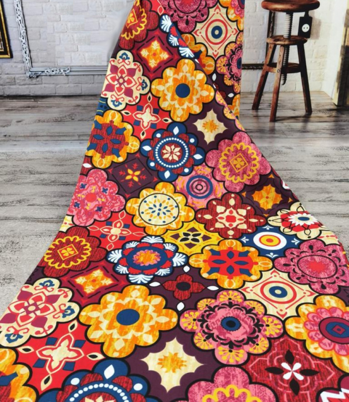 Ervi Bavlněná látka/plátno š.240cm - barevný ornament  24802-1- šířka 240cm, metráž