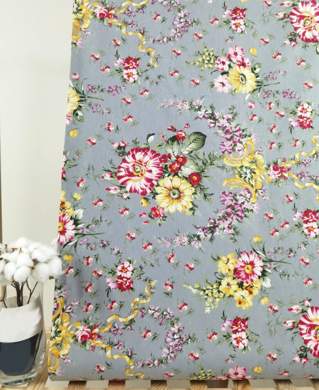 Ervi bavlna  š.240cm - Kytice na šedém - 26040-2, metráž