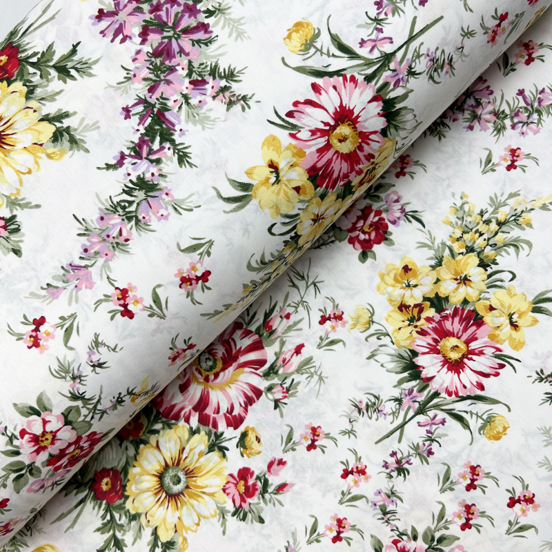 Ervi bavlna  š.240cm - Kytice na bílém - 26040-3, metráž