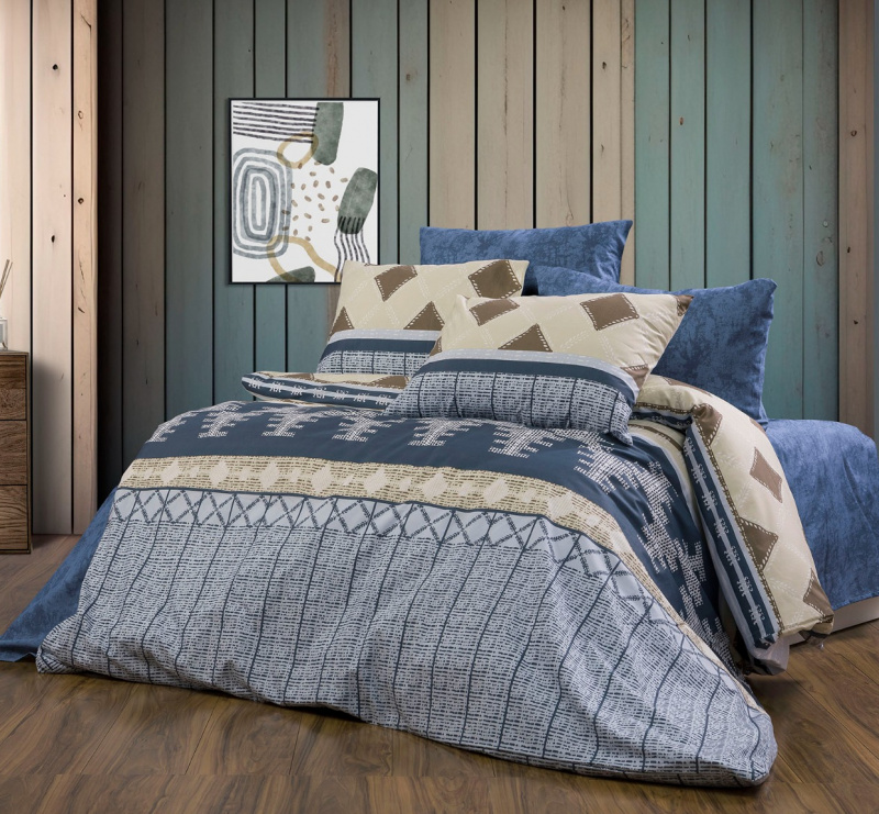 Ervi bavlněné povlečení oboustranné - Nordic modrý/modré