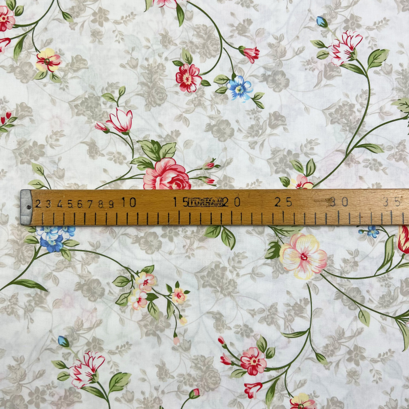 Ervi bavlna  š.240cm - pnoucí květy na bílém - 29025-1, metráž