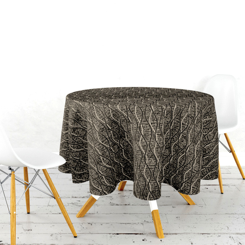 Ervi gobelínový ubrus na stůl kulatý - Tuna šedohnědý