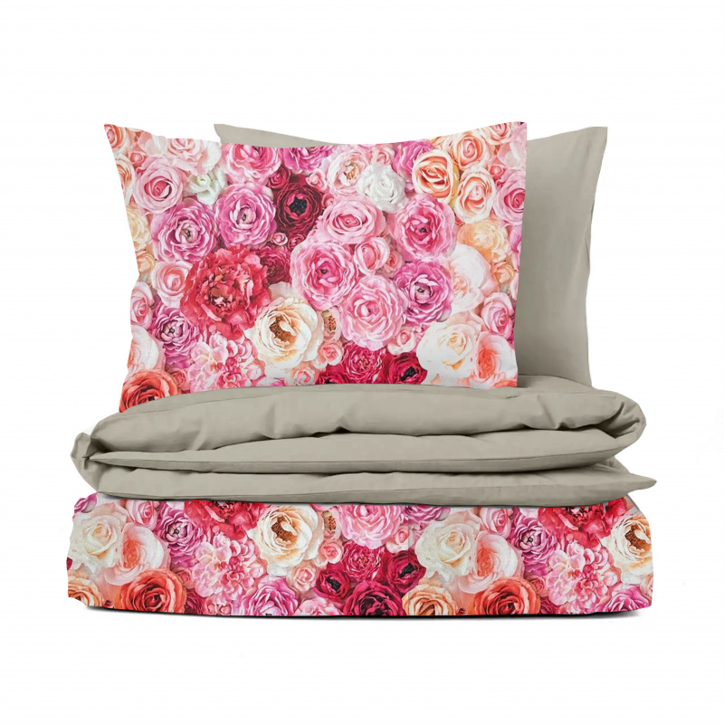 Ervi Bavlněné Saténové povlečení DELUXE DUO - Glami/béžové