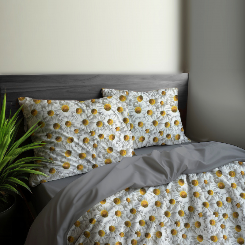 Ervi Bavlněné Saténové povlečení DELUXE DUO - Heřmanek/šedé