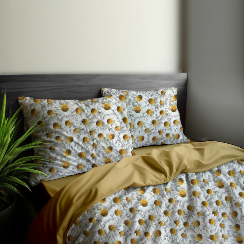 Ervi Bavlněné Saténové povlečení DELUXE DUO - Heřmanek/zlaté