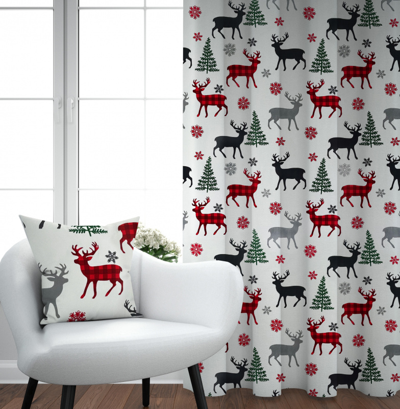 Ervi bavlněný závěs - Vánoční Jeleni