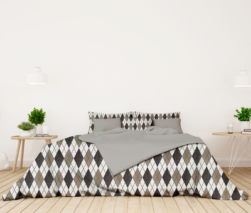 Ervi flanelové povlečení - Harlekýn šedé/světle šedé