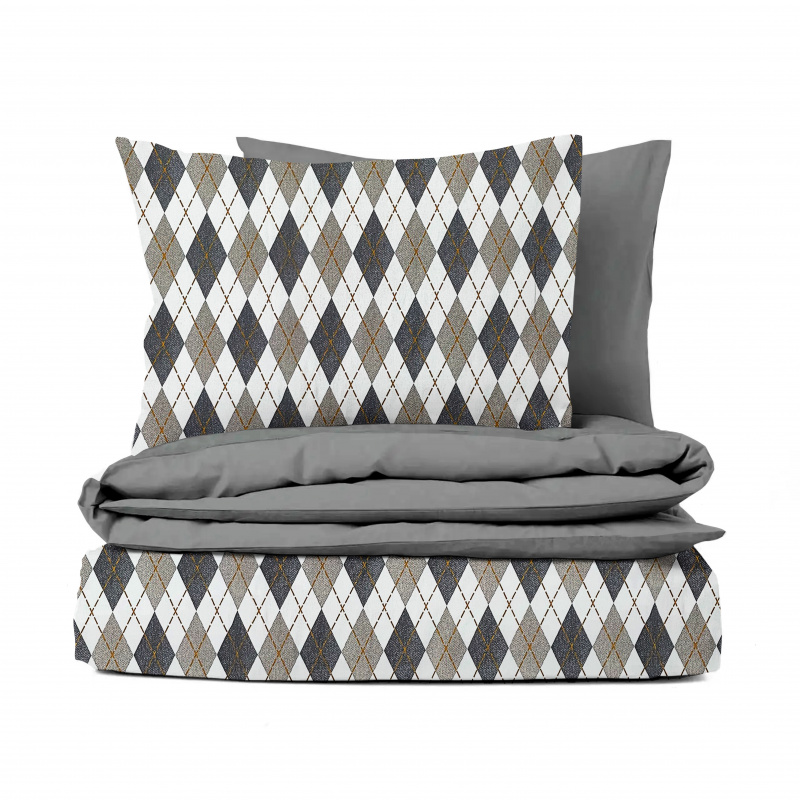 Ervi flanelové povlečení - Harlekýn šedé/šedé