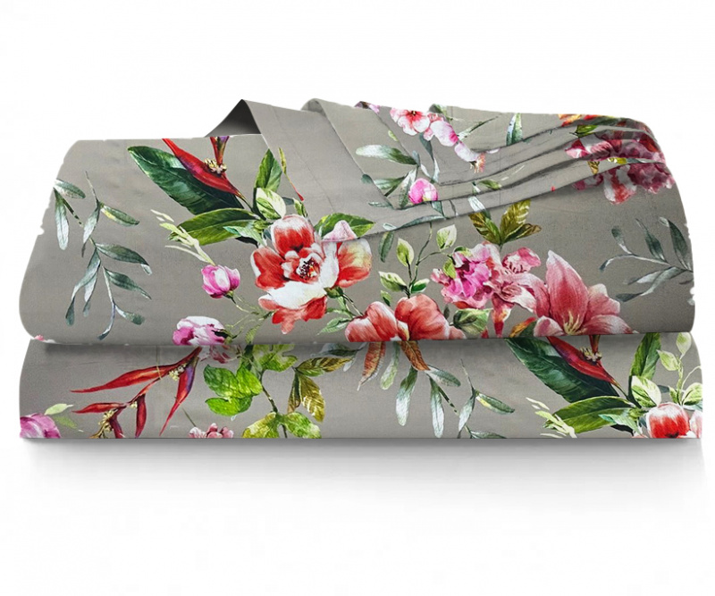 Ervi Saténové prostěradlo - malované kvítí s lístky