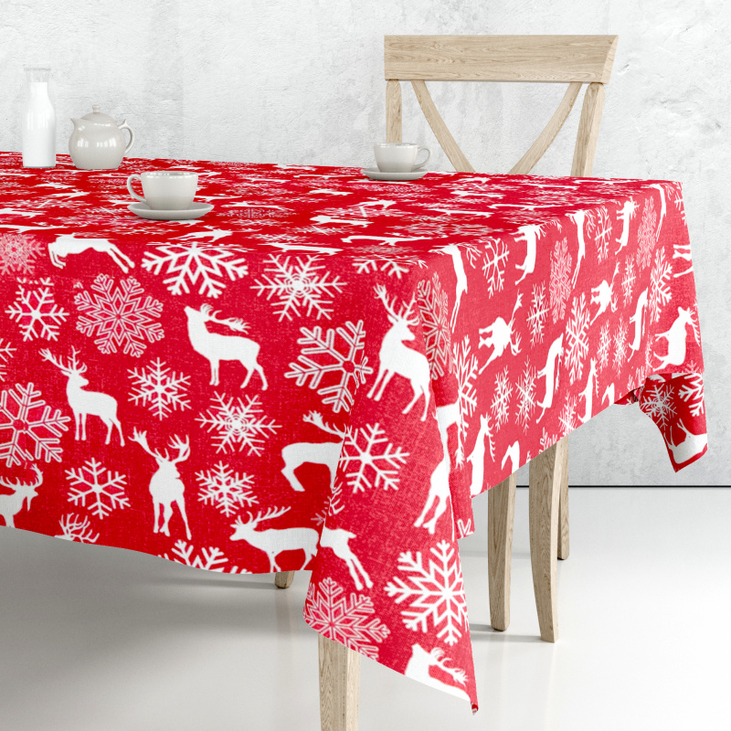 Ubrus PVC Mirabella 2125 A - Vánoční Jelenia a sněhové vločky 140cm x 20m