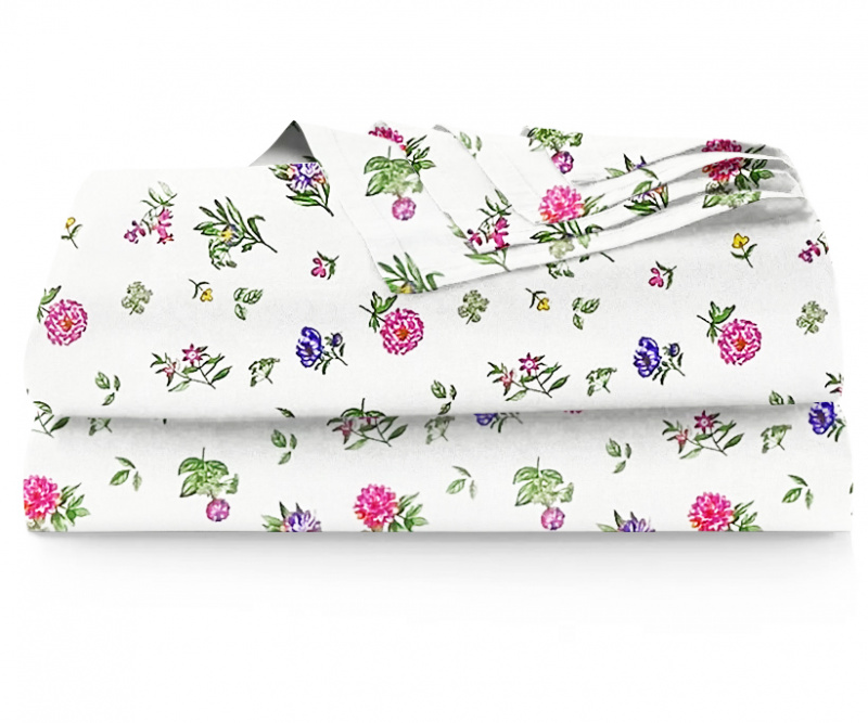 Ervi bavlněné prostěradlo - Modré a růžové květinky