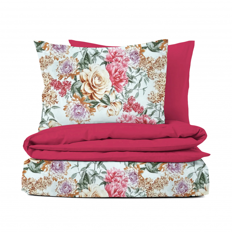 Ervi bavlněné povlečení oboustranné - Květinová zahrada/fuchsia