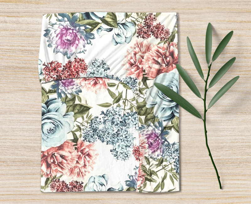 Ervi bavlněné napínací prostěradlo - Květinová zahrada  2