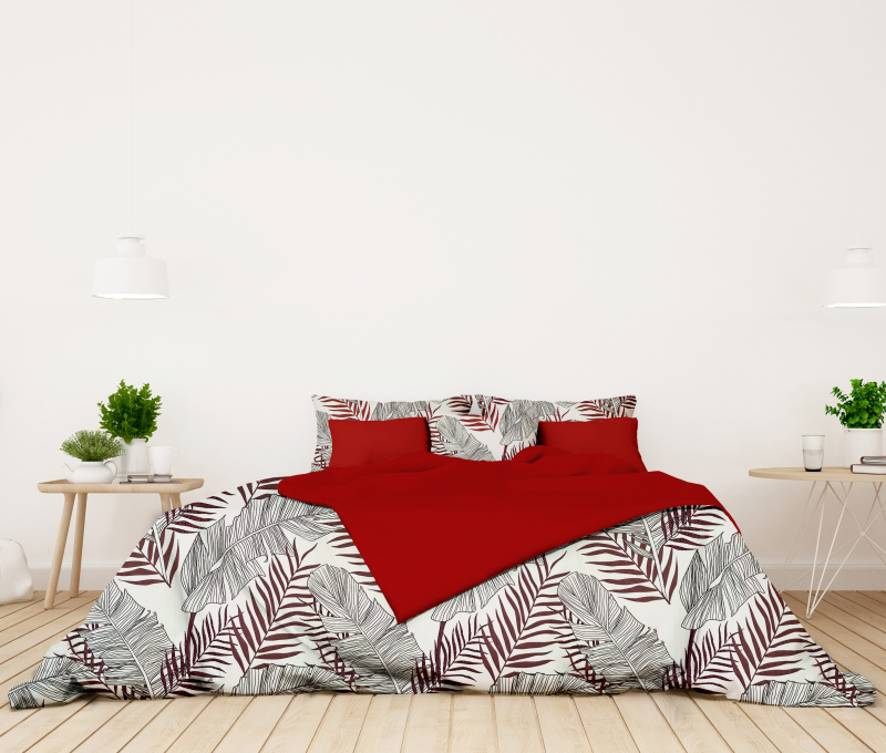 Ervi bavlněné povlečení oboustranné - Exotický vzor/červené