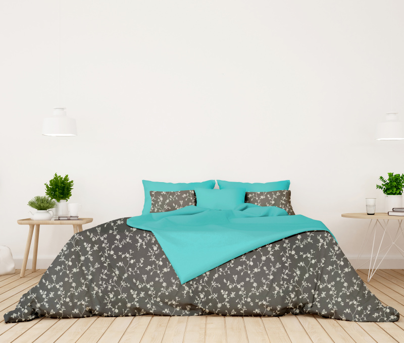Ervi bavlněné povlečení oboustranné - Popínavé květiny na šedém