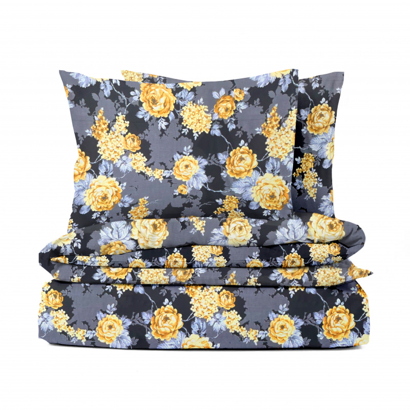 Ervi bavlněné povlečení - žluté květy na černém