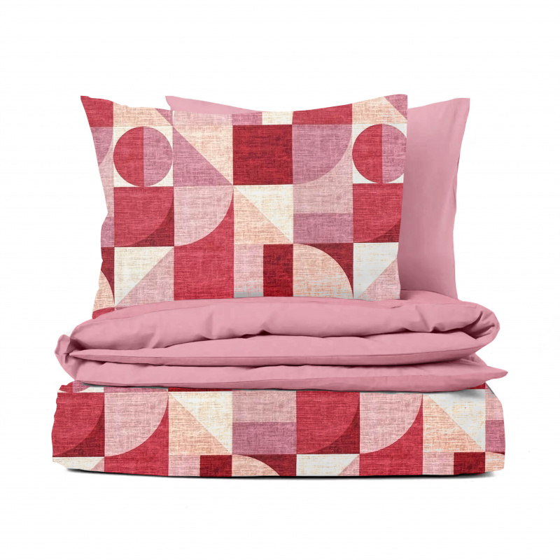 Ervi FLANELOVÉ bavlněné povlečení - Abstrakce červená-růžová/růžové