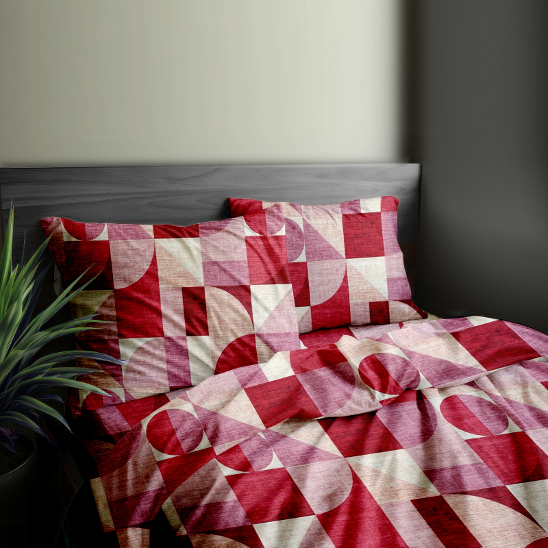 Ervi FLANELOVÉ bavlněné povlečení - Abstrakce červená-růžová