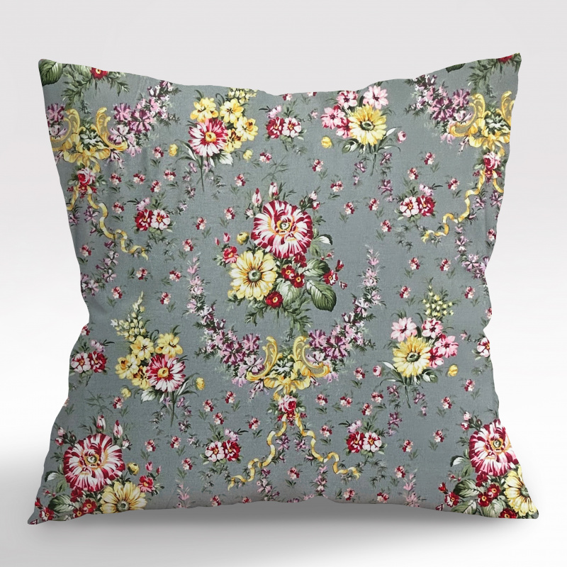 Ervi povlak na polštář bavlněný - Kytice na šedém