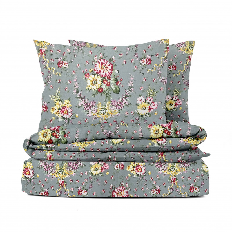 Ervi bavlněné povlečení - Kytice na šedém