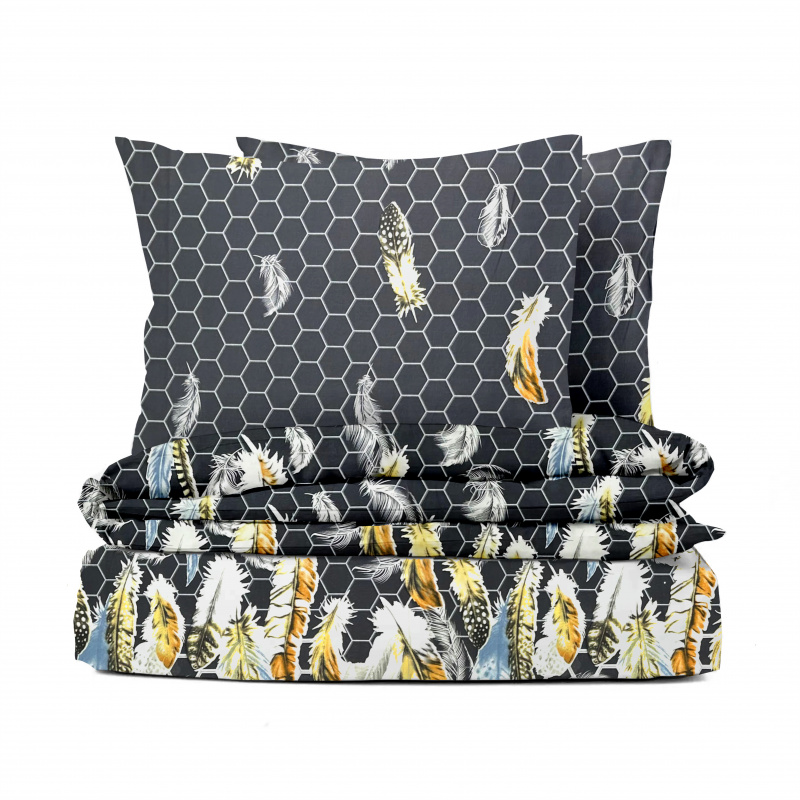 Ervi bavlněné povlečení - peří na šedém