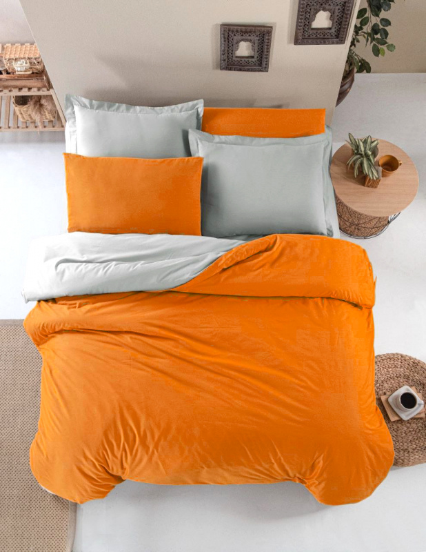 Ervi bavlněné povlečení DUO - oranžové/šedé