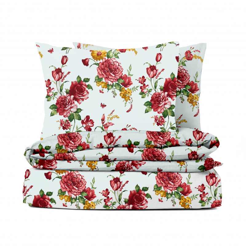 Ervi bavlněné povlečení - Červené a žluté květy