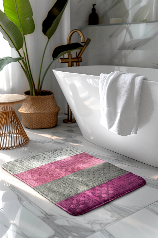 Koupelnová předložka šedá/fuchsia SLV Comfort, 1 set