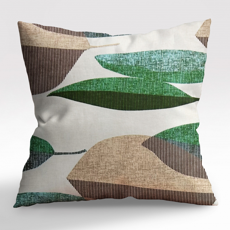 ●Ervi povlak na polštář bavlněný - zelené a béžové listy