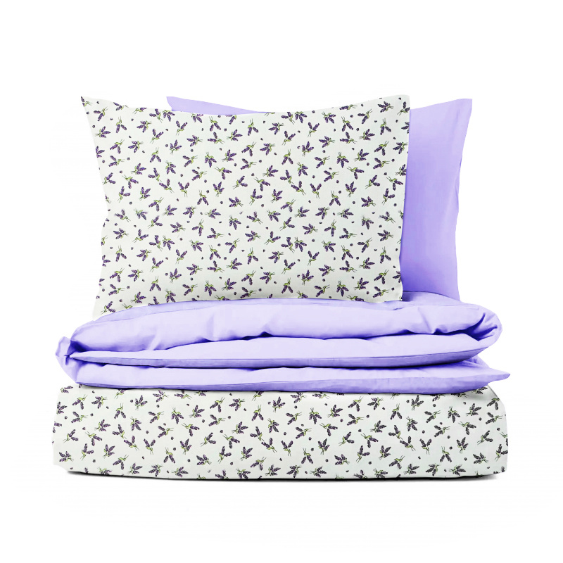 Ervi bavlněné povlečení oboustranné - Snítky levandulí/světlé fialové