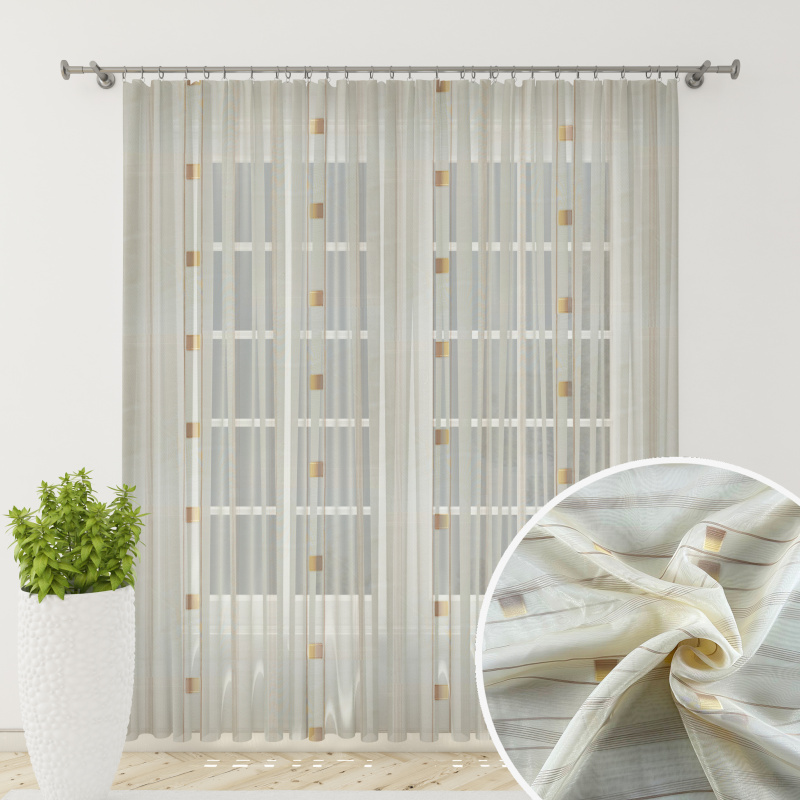 Ervi voálová látka /záclona SANDRA 0166-04 hnědo béžová