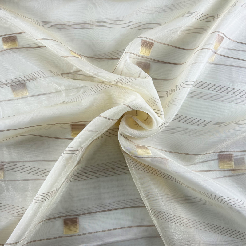 Ervi voálová látka /záclona SANDRA 0166-04 hnědo béžová