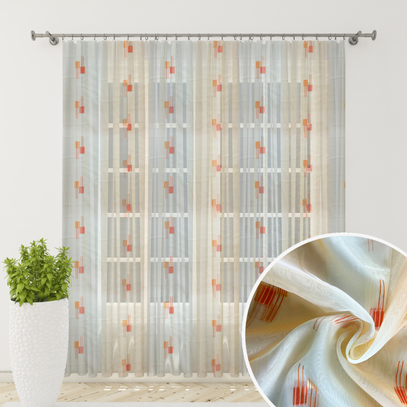 Voálová látka /záclona SANDRA 0165-09 oranžová