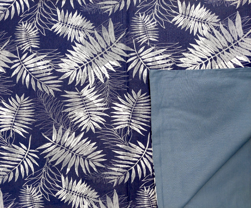 #Ervi bavlněné povlečení oboustranné - větvičky na modrém/modré 140x200 cm