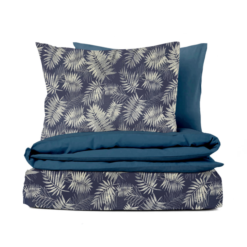 #Ervi bavlněné povlečení oboustranné - větvičky na modrém/modré 140x200 cm