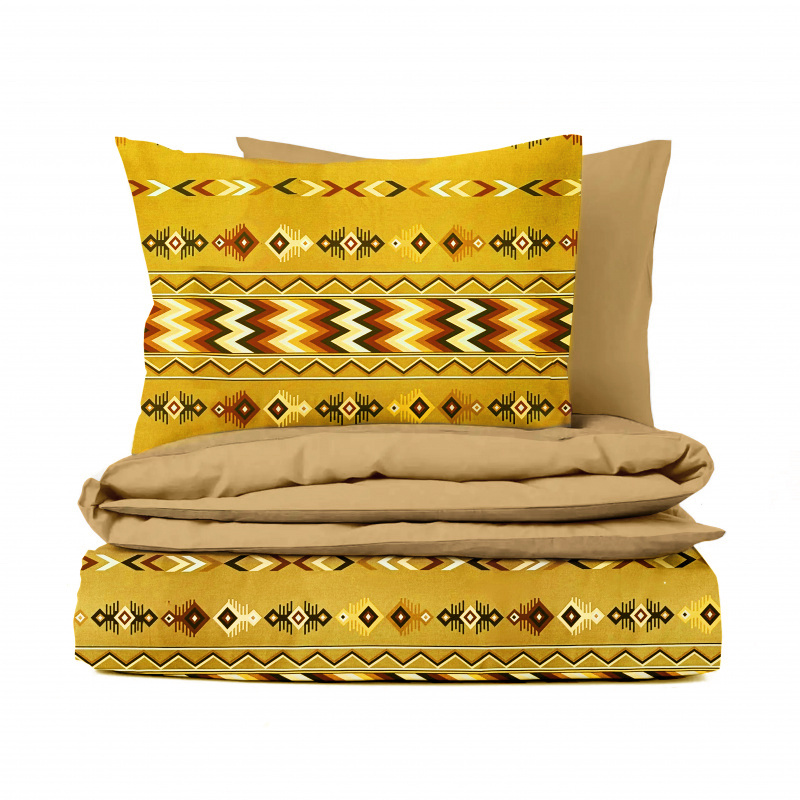 #Ervi bavlněné povlečení oboustranné - etno žluté hořčice/hnědé 140x200 cm