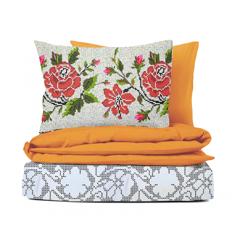 #Ervi bavlněné povlečení -  Etno 10046-1/oranžové s malými proužkama 140x200 cm