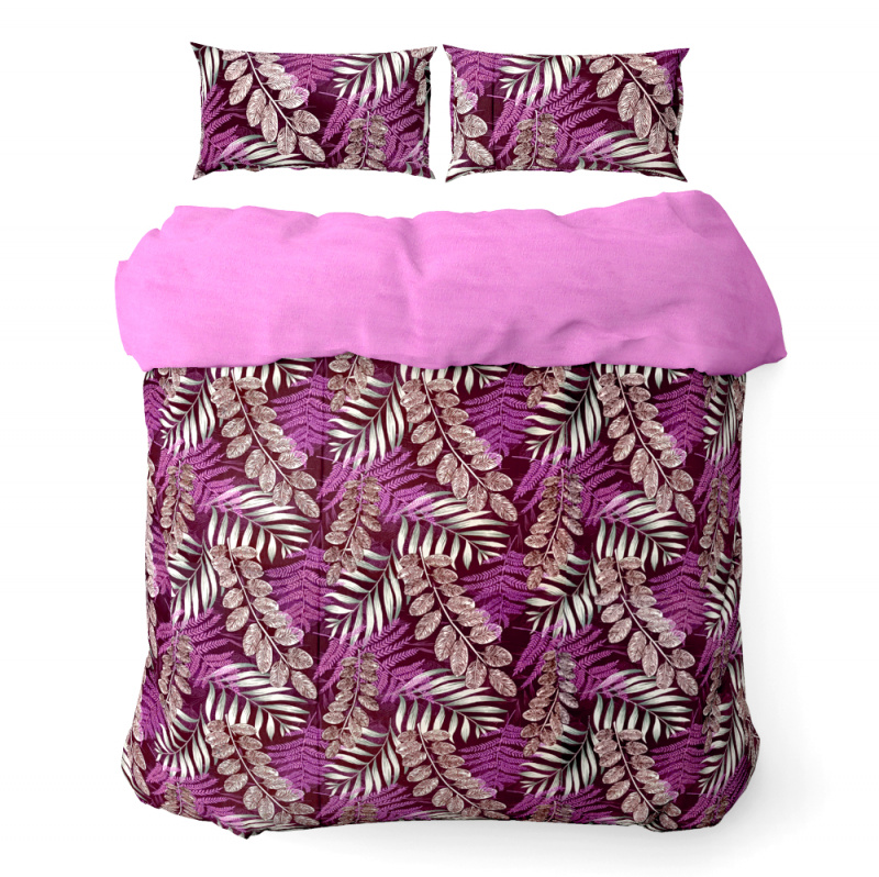 #Ervi bavlněné povlečení oboustranné - barevné větvičky/růžové 140x200 cm