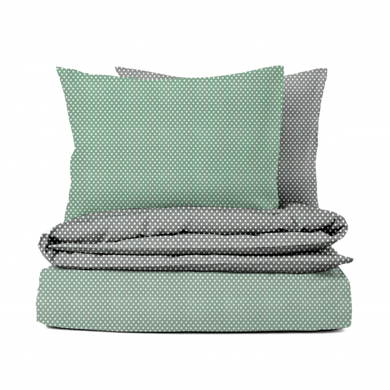 #Ervi bavlněné povlečení oboustranné - puntíky na zeleném 140x200 cm