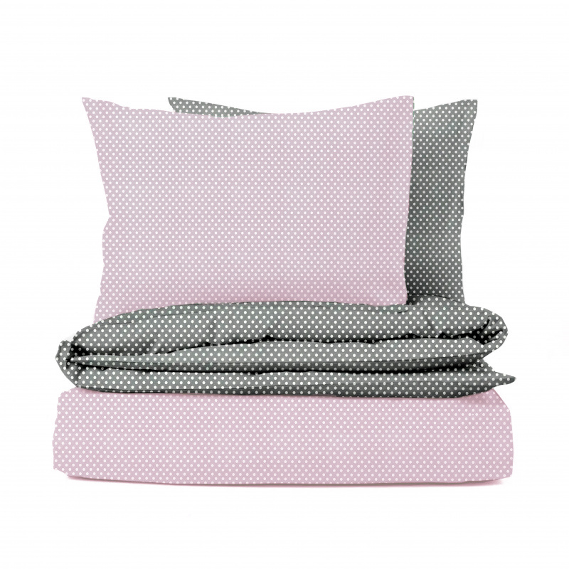 #Ervi bavlněné povlečení oboustranné -  puntíky na růzovém 140x200 cm