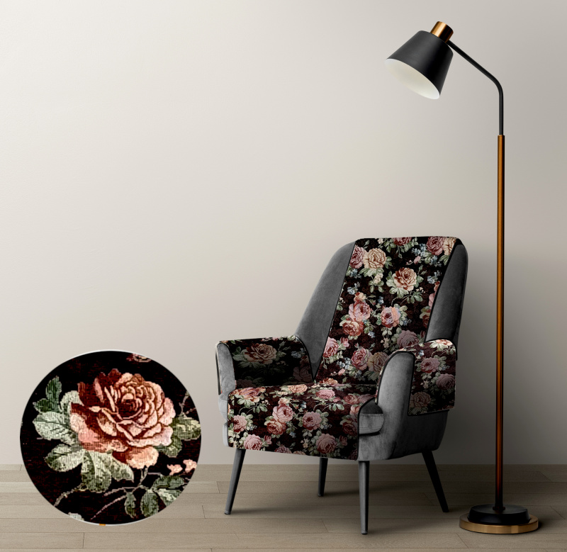 Ervi gobelínový přehoz na křeslo - Gold černý