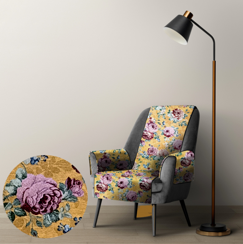 Ervi gobelínový přehoz na křeslo - Gold hořčice