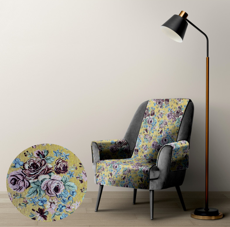 Ervi gobelínový přehoz na křeslo - Gold plus hořčice