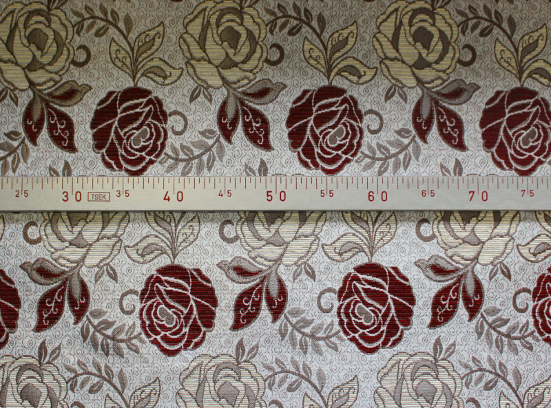 Dekorační/potahová gobelínová látka Tafta - Růže - bordo -1030