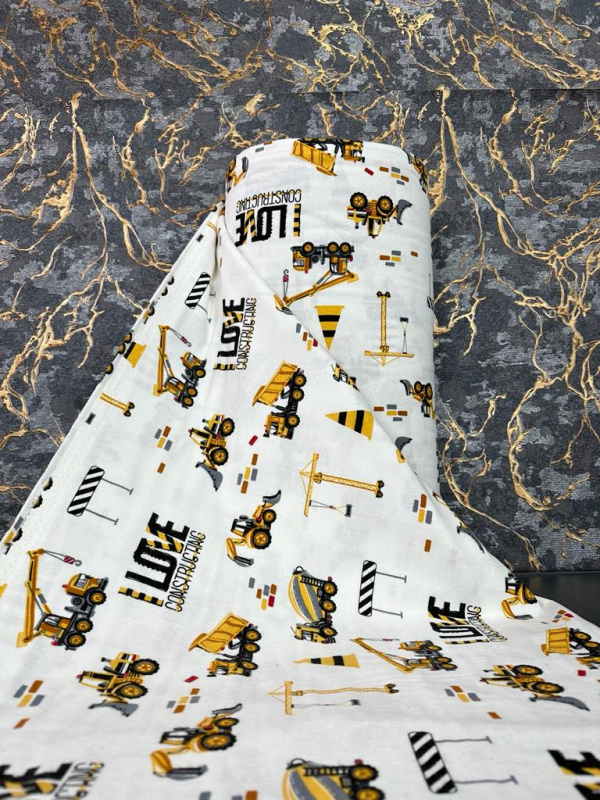 Ervi bavlna flanel š.240cm auta a bagry - 25525-1, metráž