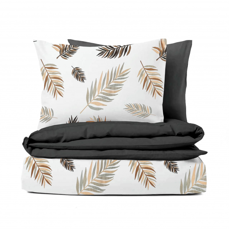 Ervi bavlněné povlečení oboustranné - palmové listy na bílém/černé